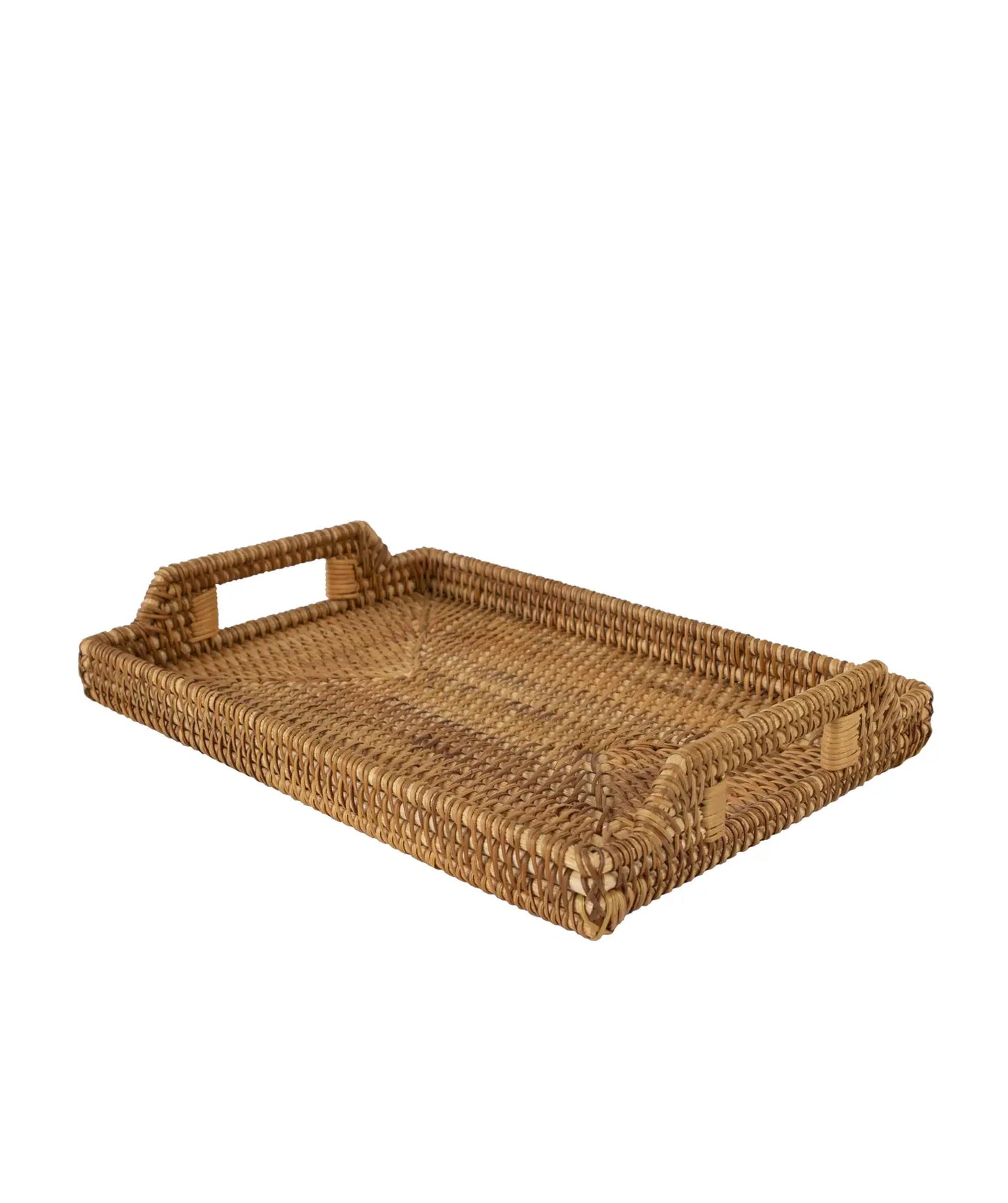 Wicker Serving Trays with Handles - Hidden Lake Garden Home