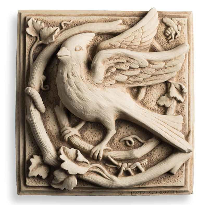 This a closeup of the Cardinal Sculpture.