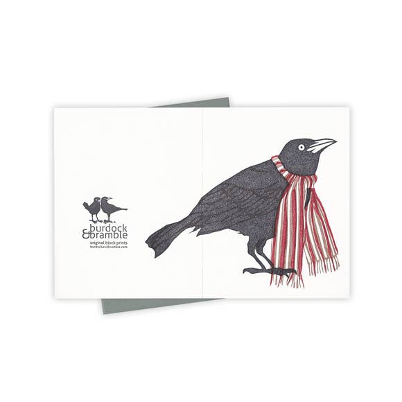 Winter Wear Grackle Card - Hidden Lake Garden Home