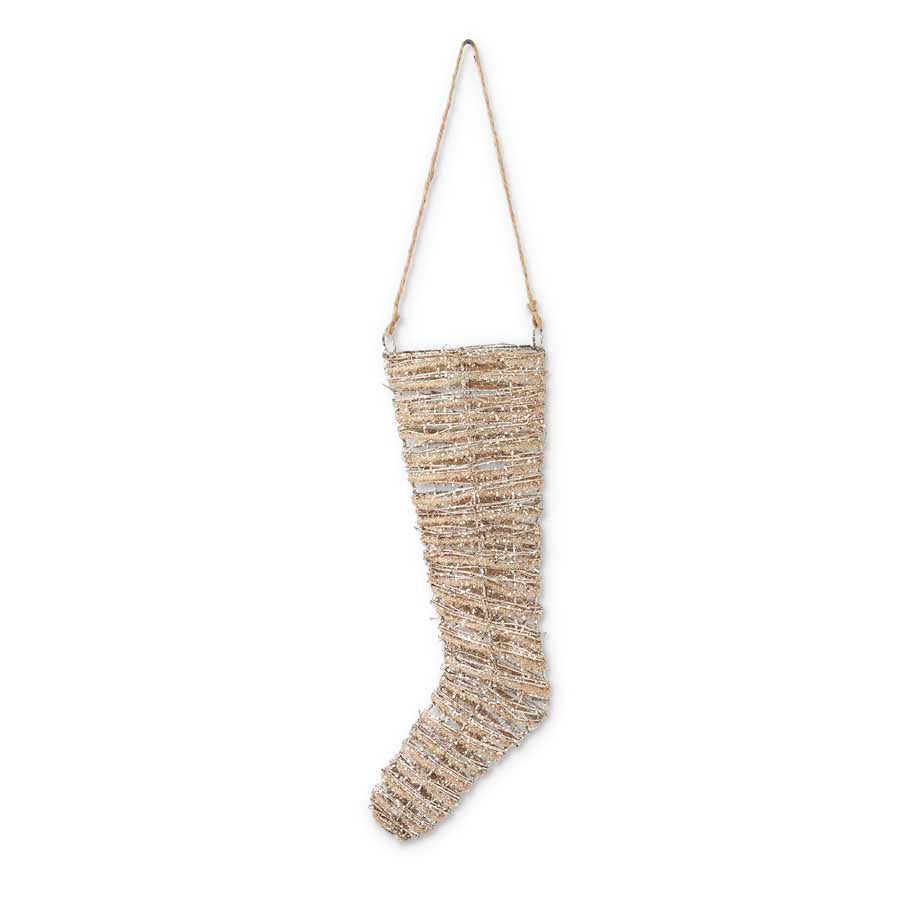 23 Inch Glittered Rattan & Sisal Stocking Ornament