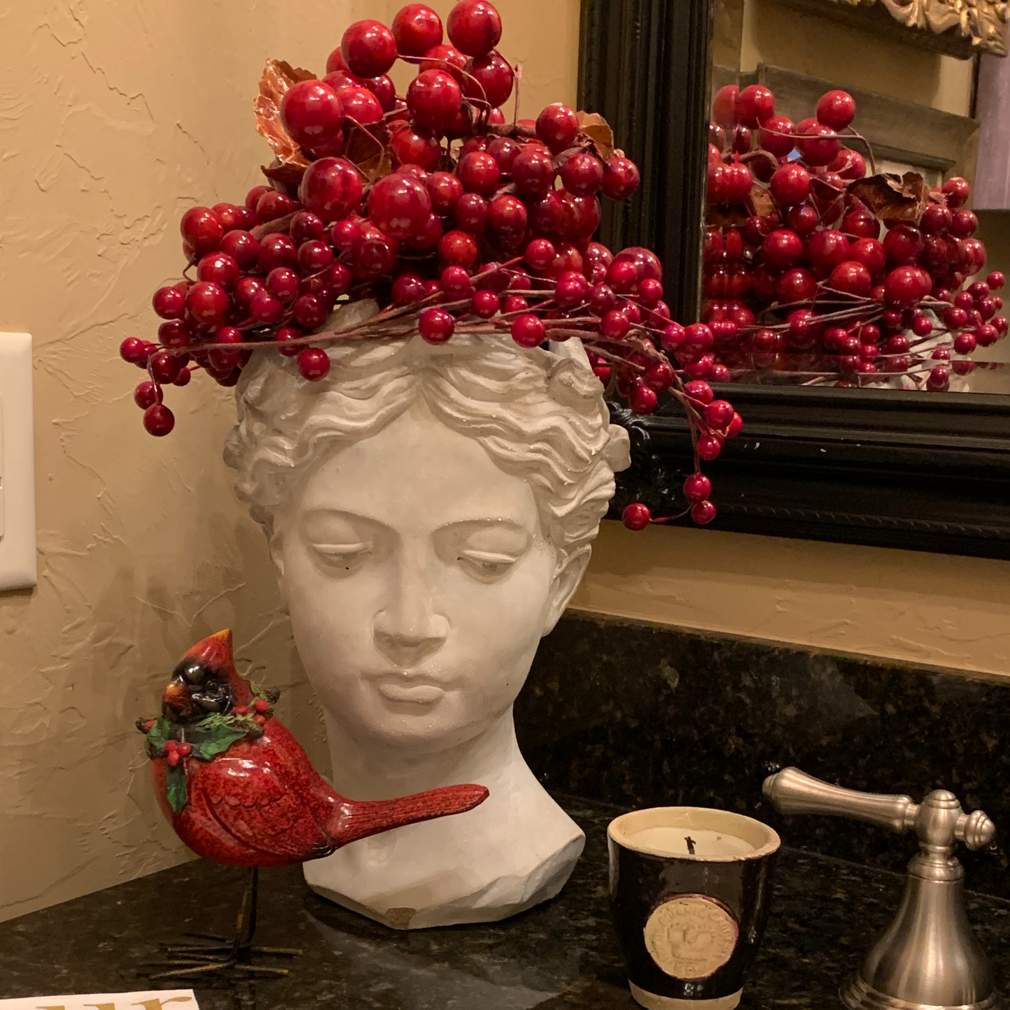 Primavera -Cement Primavera Visage Head Planter - Hidden Lake Garden Home