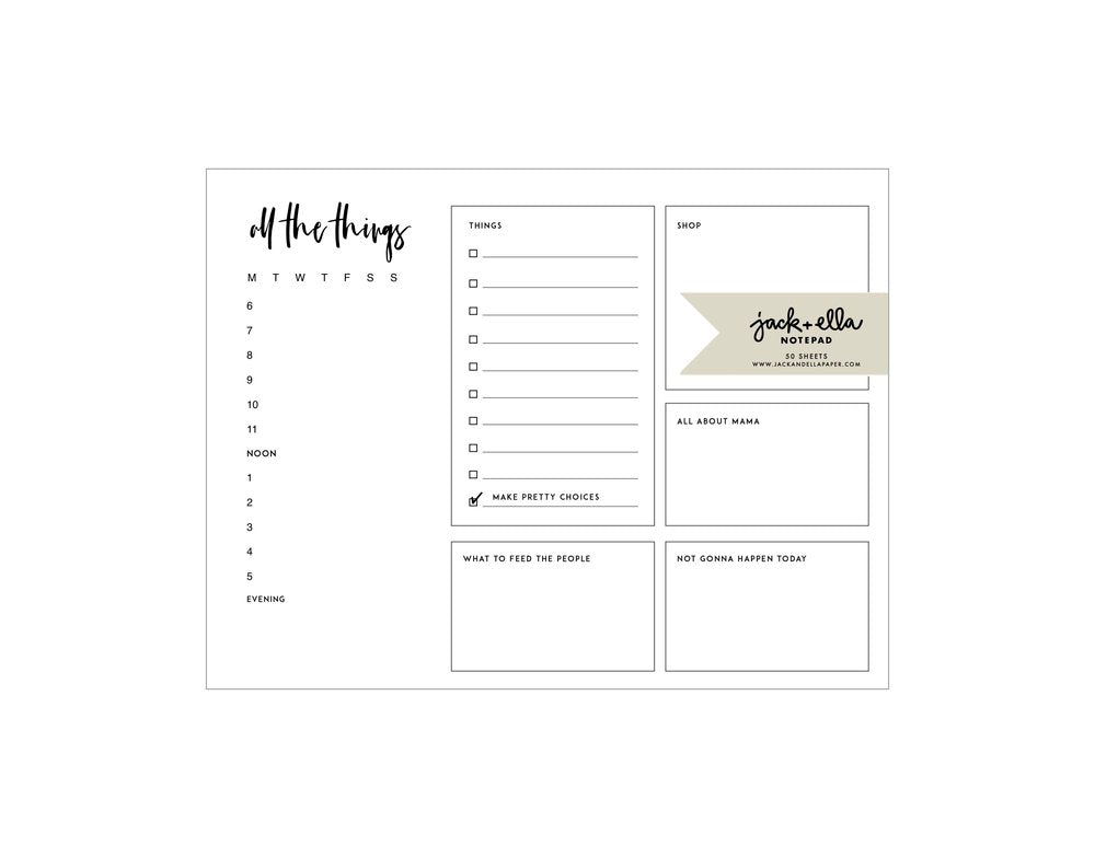 Living with Landyn " All The Things Daily Notepad Planner - Hidden Lake Garden Home
