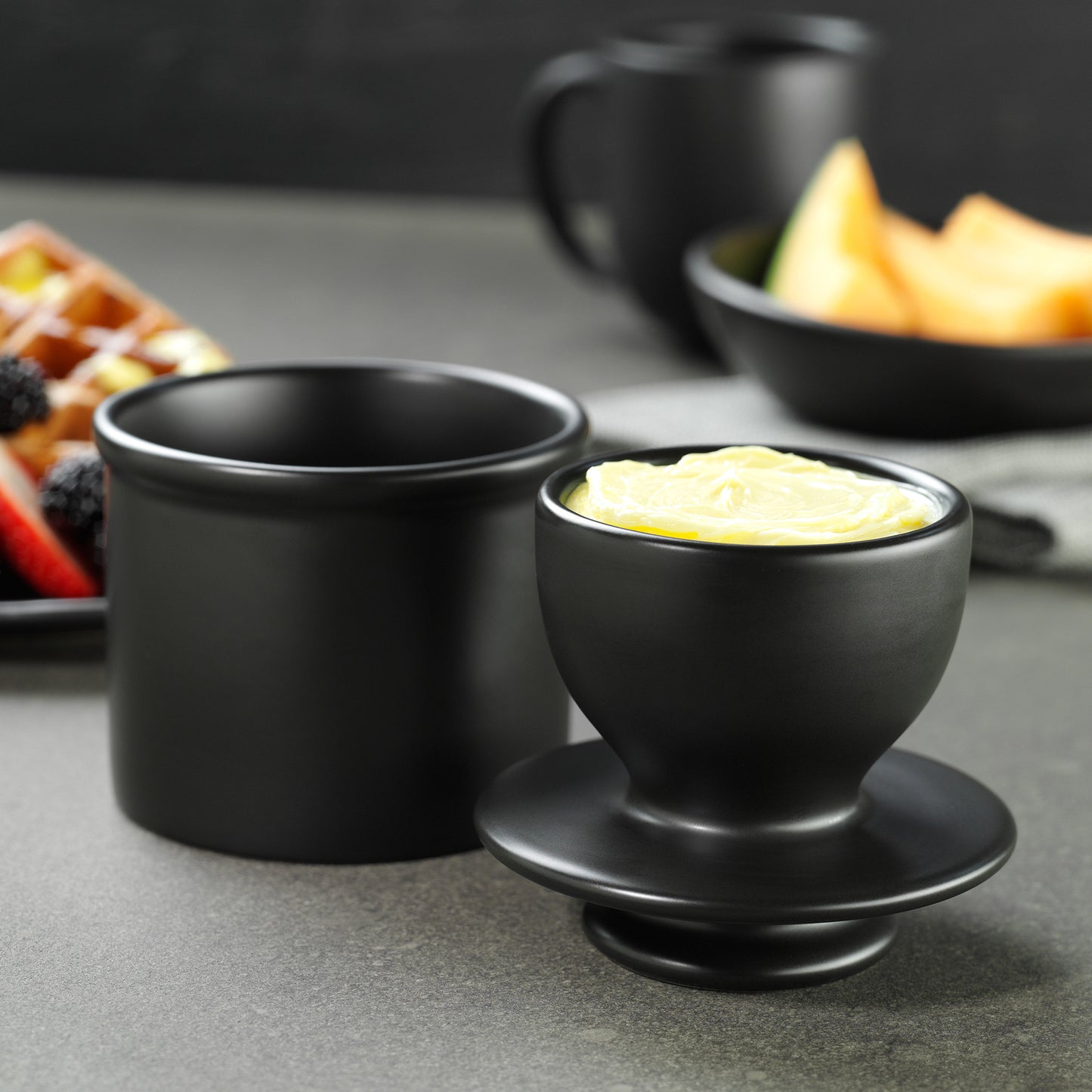 Classic Matte Finish Ebony Black Butter Bell Crock - Hidden Lake Garden Home