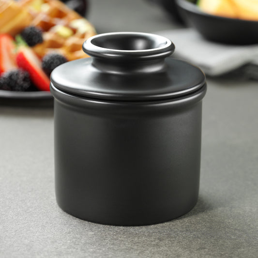 Classic Matte Finish Ebony Black Butter Bell Crock - Hidden Lake Garden Home