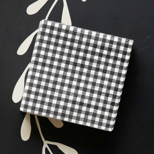 Black and White Checked Beverage Napkin