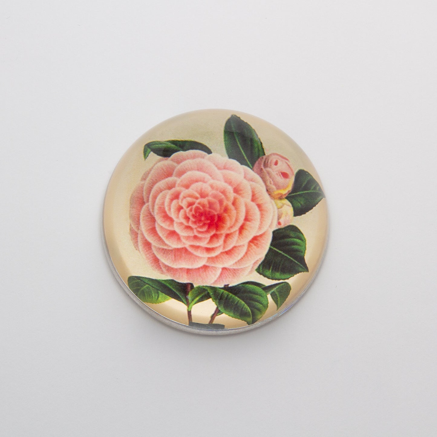 Camellia Decoupage - Crystal Dome Decoupaged Paperweight - Hidden Lake Garden Home