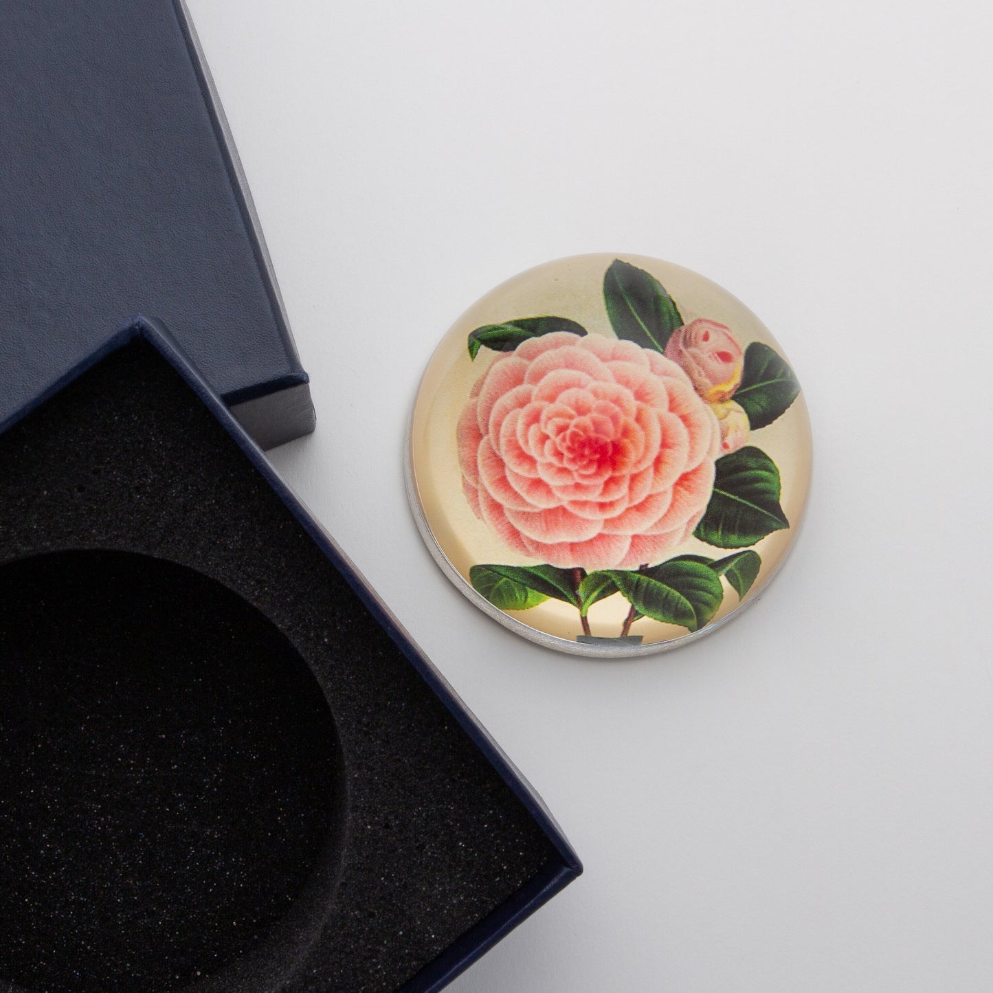 Camellia Decoupage - Crystal Dome Decoupaged Paperweight - Hidden Lake Garden Home