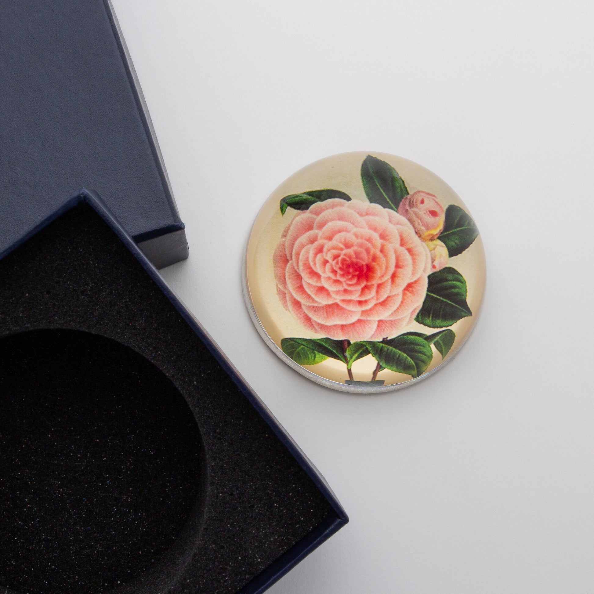 Camellia Decoupage - Crystal Dome Decoupaged Paperweight - Hidden Lake Garden Home
