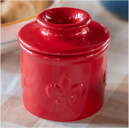 Fleur de Lis Collection Cerise (Red) Butter Bell Crock