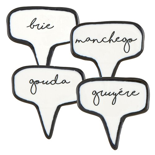 Ceramic Cheese Markers In Black And White - Hidden Lake Garden Home