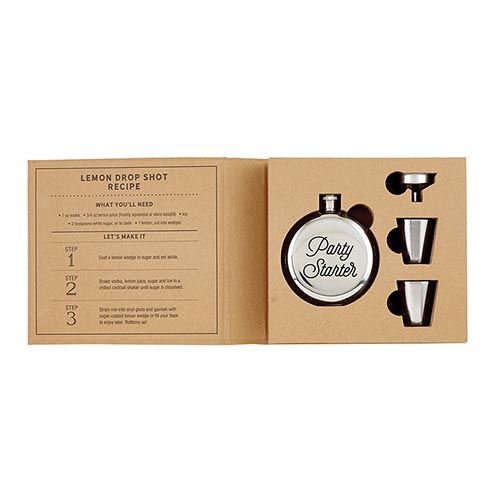 Cardboard Box Collection Party Starter Flask Set - Hidden Lake Garden Home