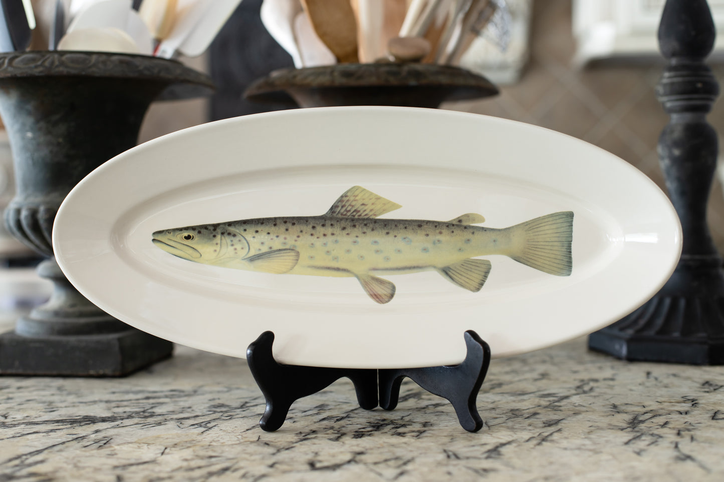 Trout Fish Platter Elongated - Hidden Lake Garden Home