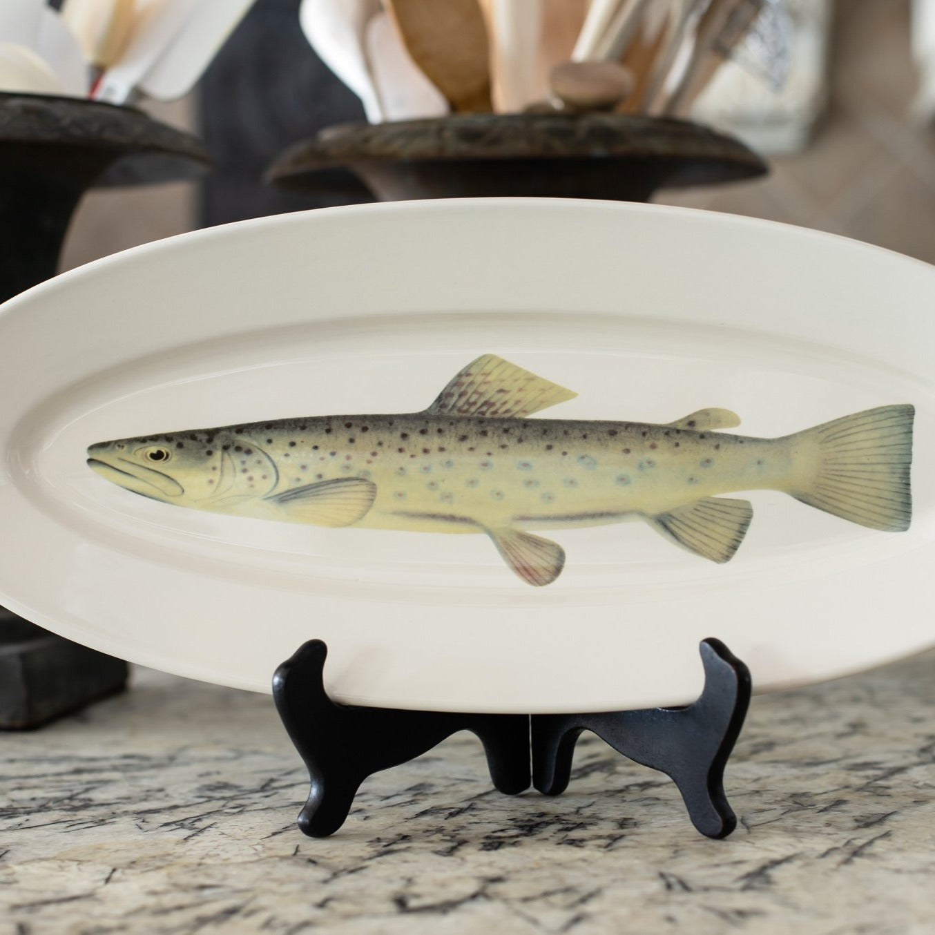 Trout Fish Platter Elongated - Hidden Lake Garden Home