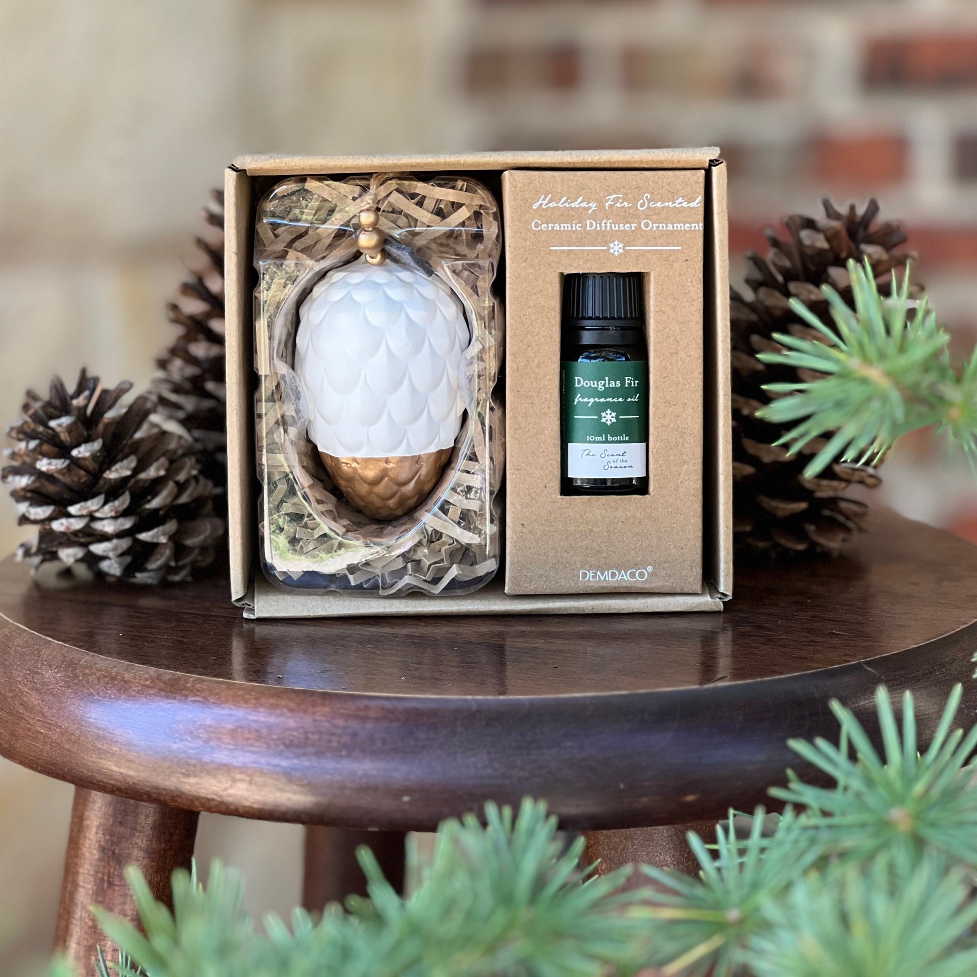 Pine Cone Ceramic Diffuser Ornament - Hidden Lake Garden Home
