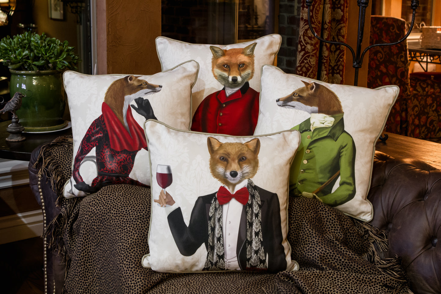 Fox in Black Jacket with Wine - Hidden Lake Garden Home