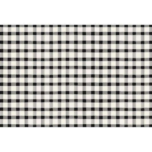 Image of the Black and White Painted Check Paper Placemat