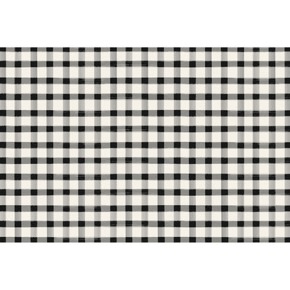 Image of the Black and White Painted Check Paper Placemat 