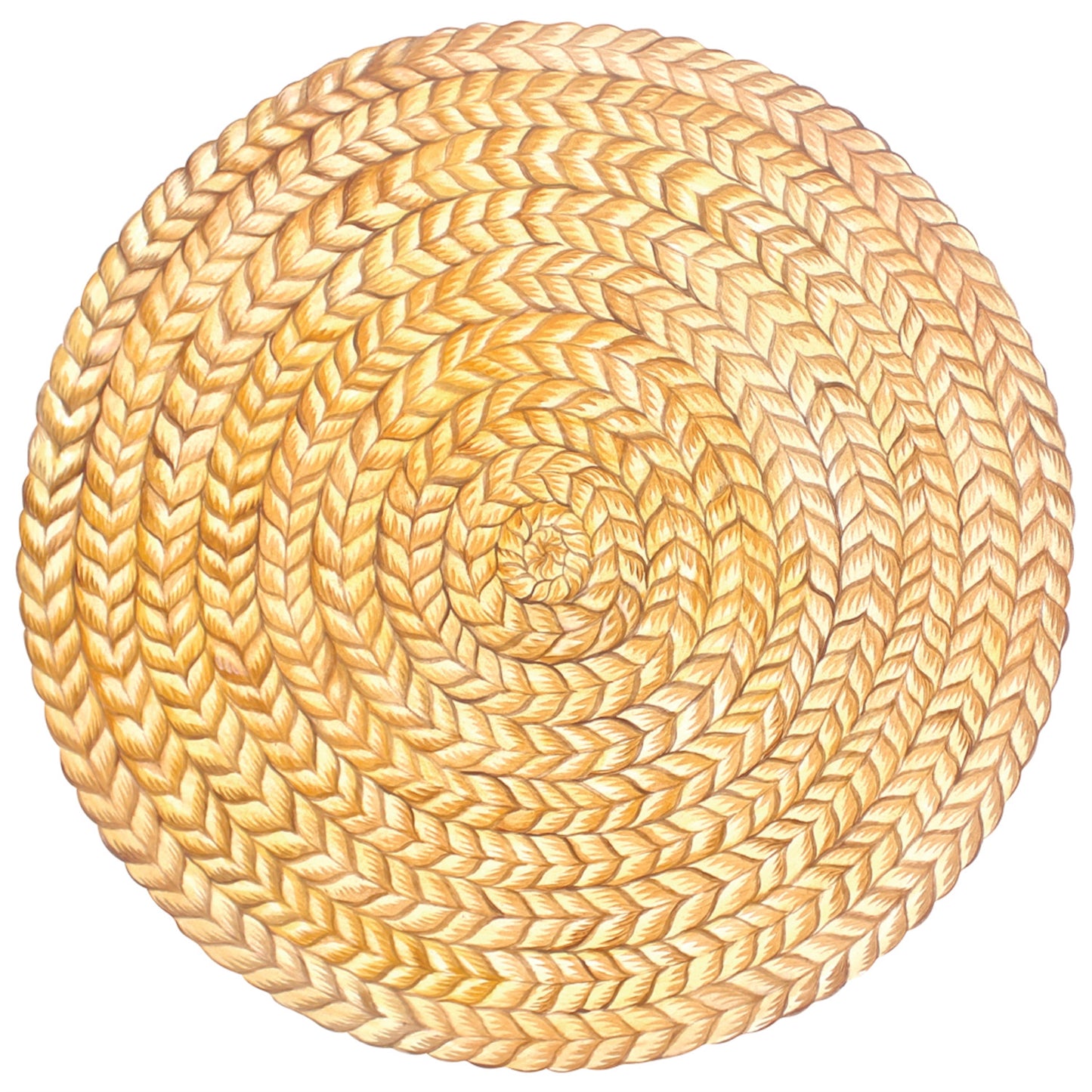 Braided Jute Die Cut Paper Placemat natural color, showing braided texture