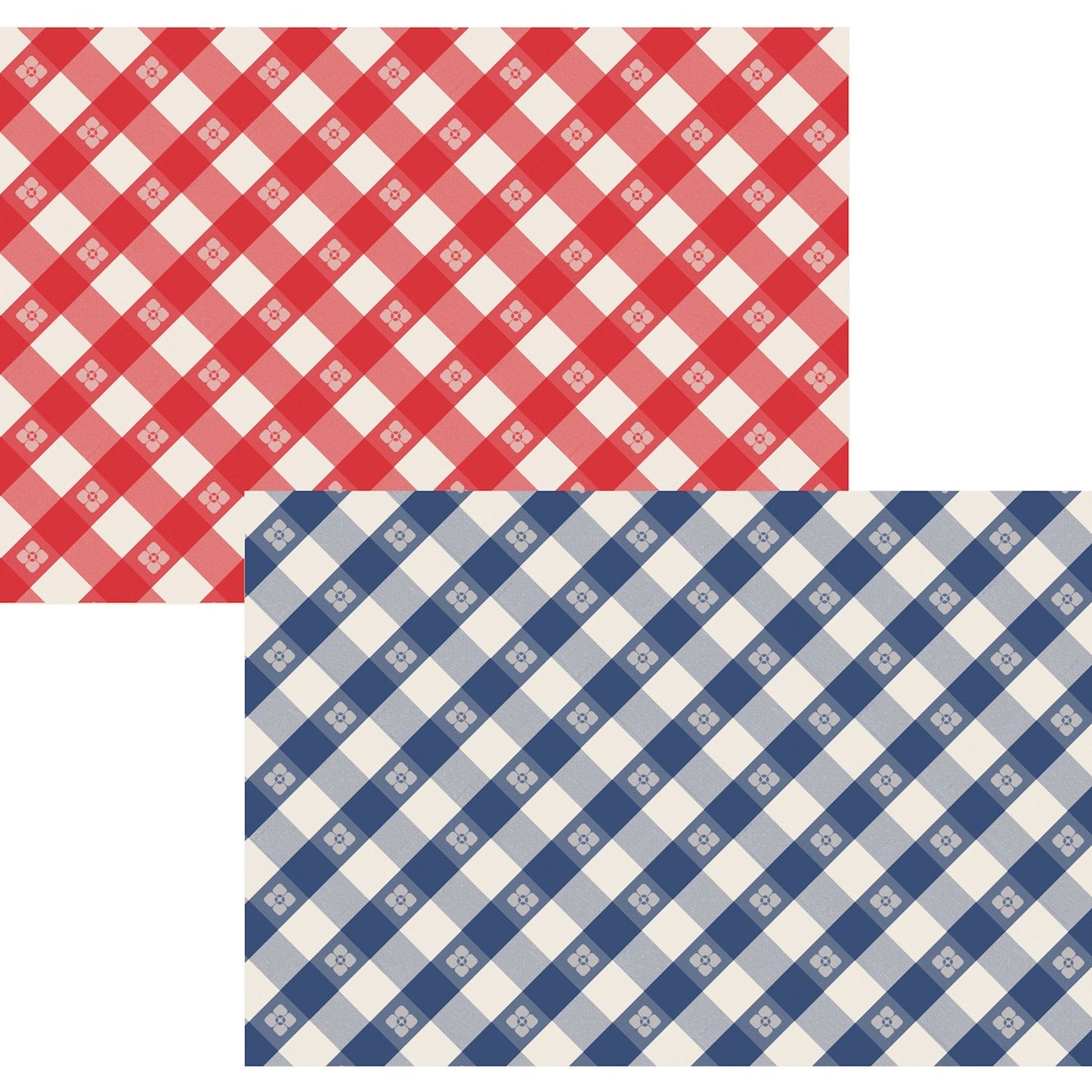 A photo of both the Red and Blue and White Check paper placemat