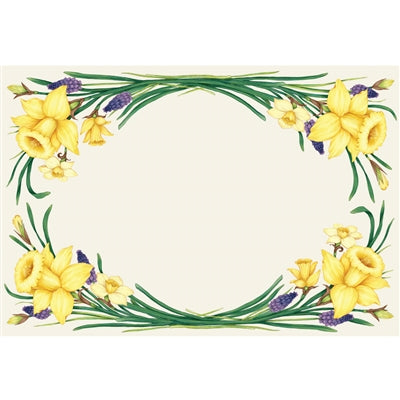 Daffodil inspired placemats with delicate grape hyacinth