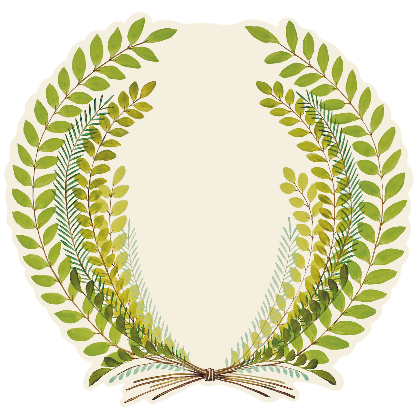 The Seedling Wreath Placemat frames the plate with its' gentle scalloped edge.