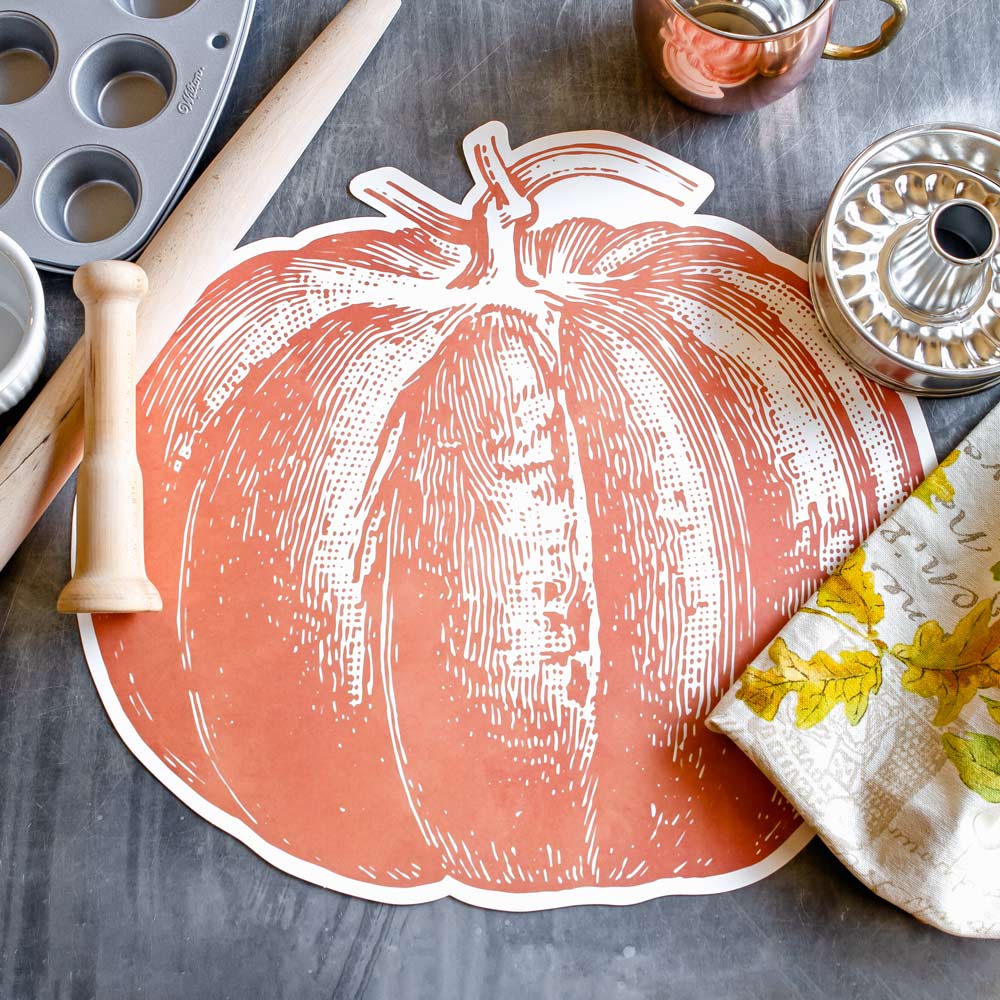 Die cut Pumpkin Placemat surrounded buy baking supplies