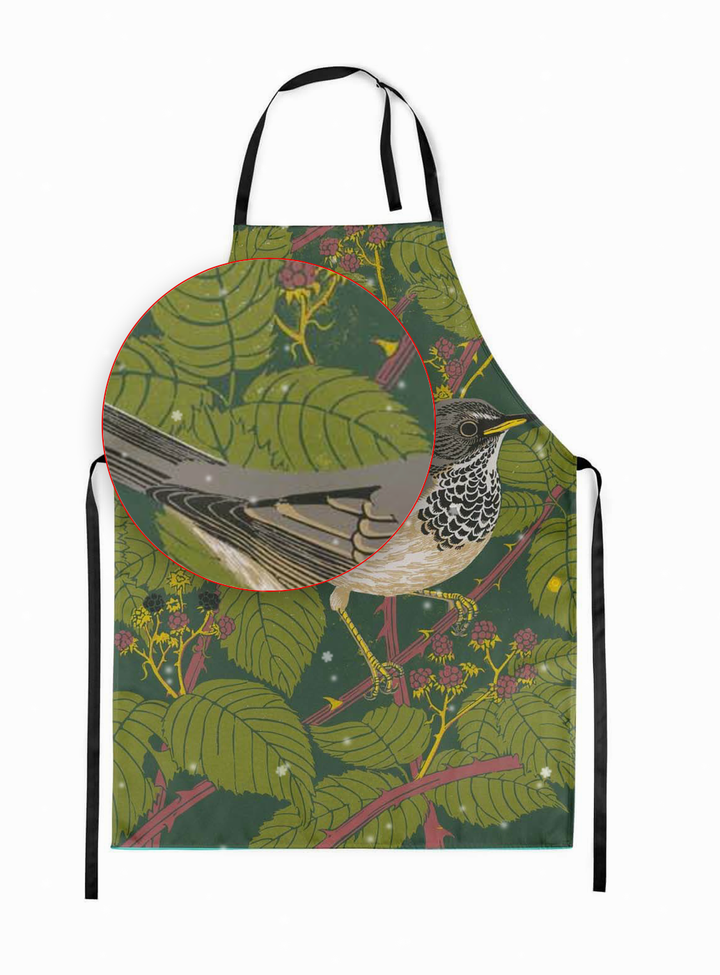 A picture of the Black - Throated Thrush Botanical Apron