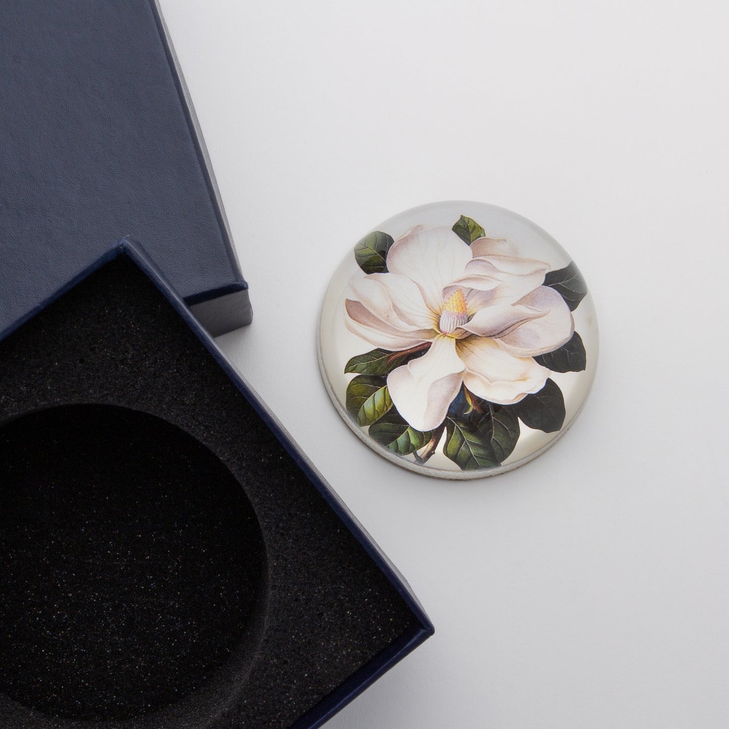 Magnolia - Crystal Dome Decoupaged Paperweight