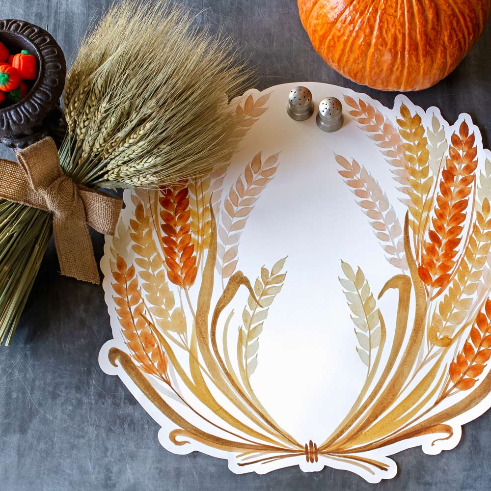 A photo of the die cut wheat motif placema