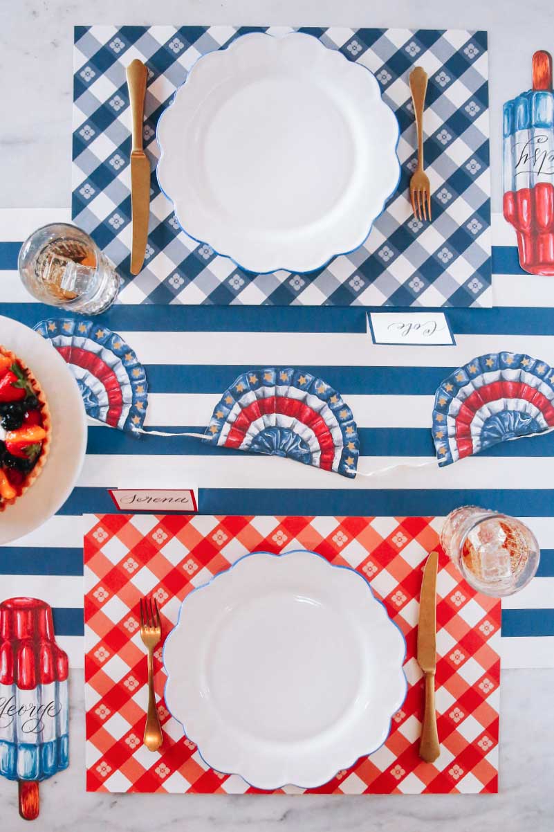Picnic Check Red and Blue Paper Placemats - Hidden Lake Garden Home