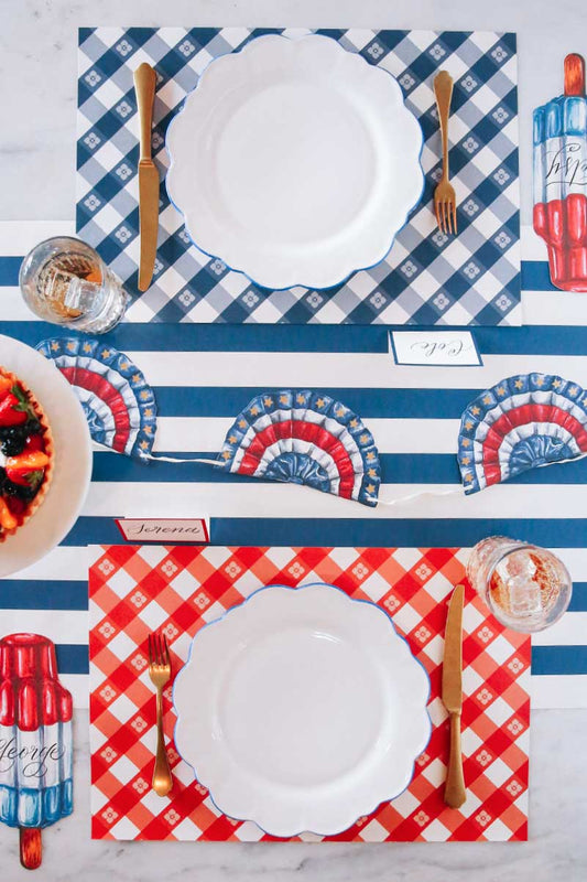 Picnic Check Red and Blue Paper Placemats - Hidden Lake Garden Home