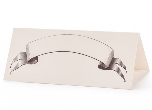 Tented Banner Place Card .Printed in black.