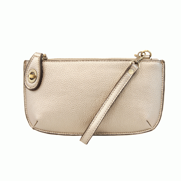 Metallic Pearl Crossbody Wristlet Clutch