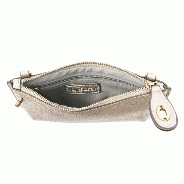 Metallic Pearl Crossbody Wristlet Clutch
