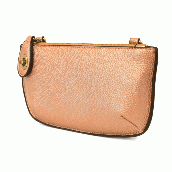 Metallic Rosegold Mini Crossbody Wristlet Clutch