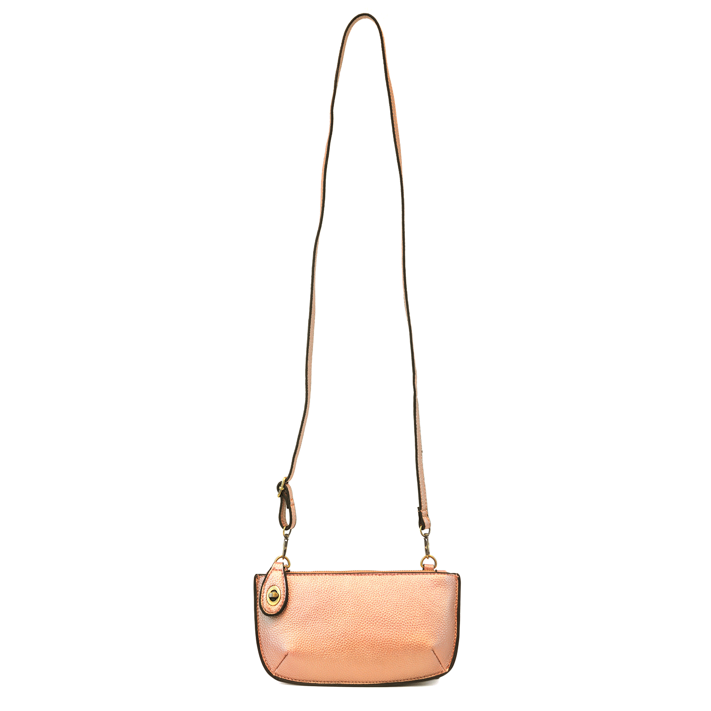 Metallic Rosegold Mini Crossbody Wristlet Clutch