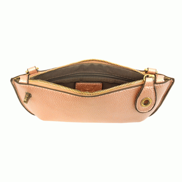 Metallic Rosegold Mini Crossbody Wristlet Clutch