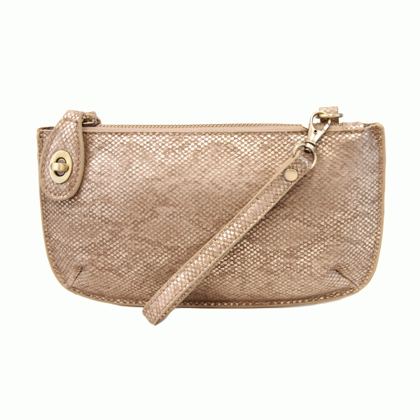 Light Copper Python Crossbody Wristlet Clutch