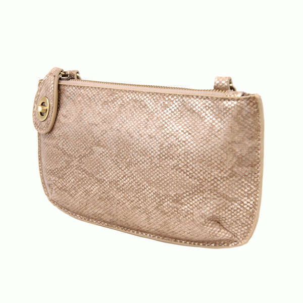 Light Copper Python Crossbody Wristlet Clutch