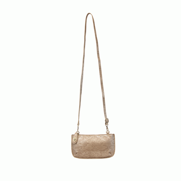 Light Copper Python Crossbody Wristlet Clutch