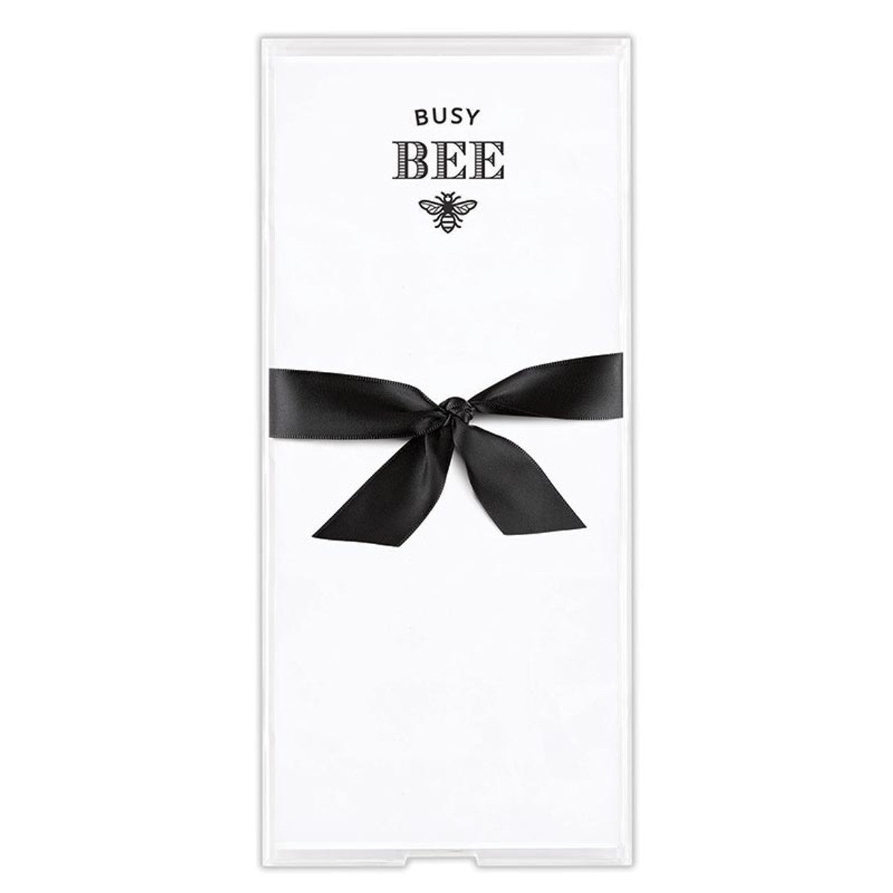 Rectangle note pad with message of Busy Bee