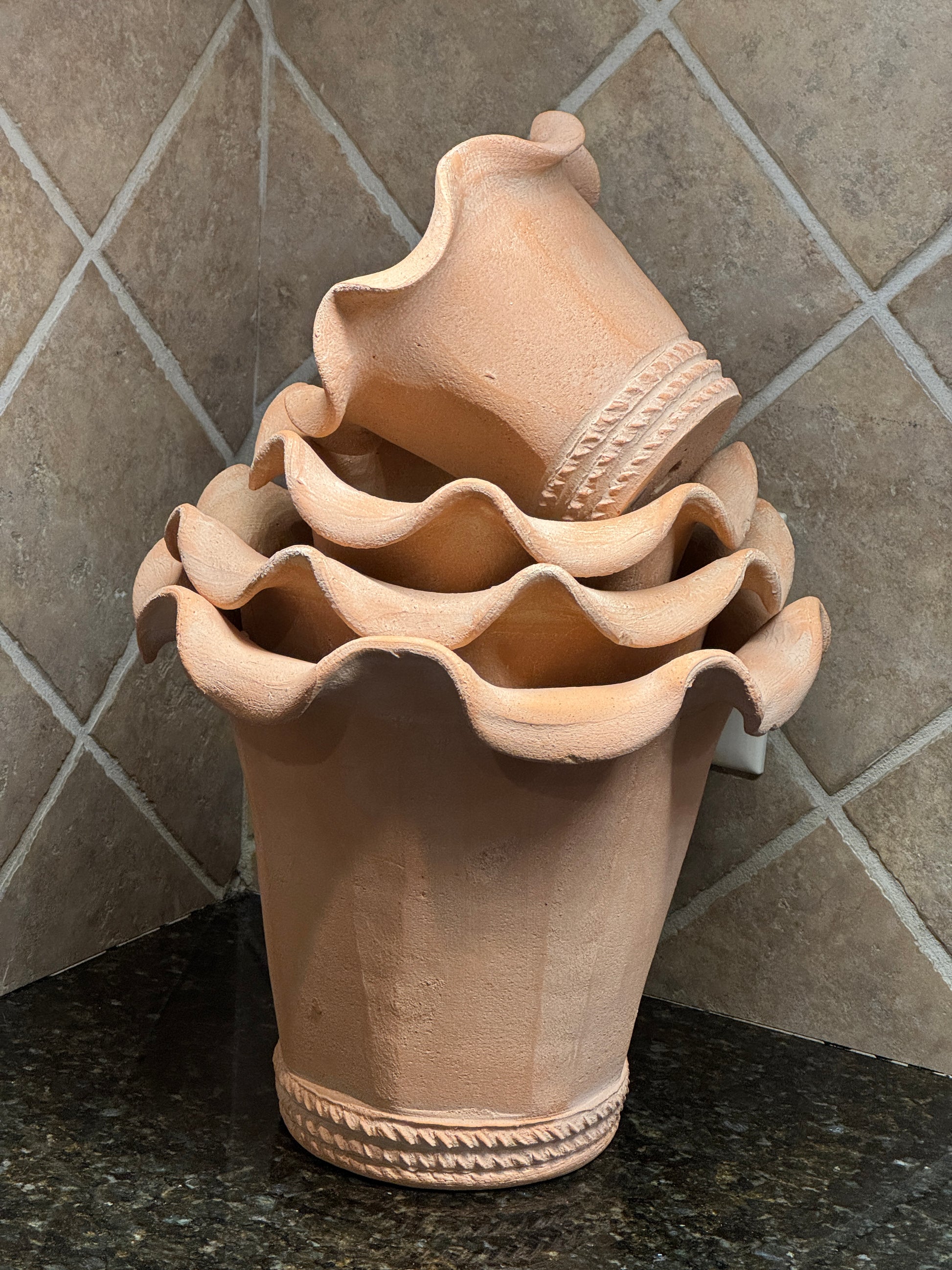 stacking clay pot planter Hidden Lake Garden Home Chantecler French Terracotta Planter