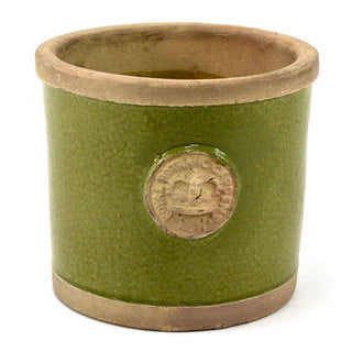 KEW Chelsea round herb pot in moss green handmade