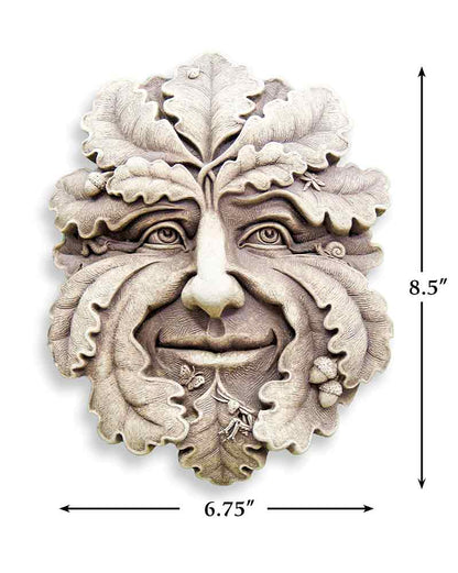 Green Man measurements on white background
