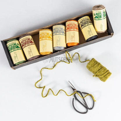 showing the Nutscene gift box with 8 mini spools of twine