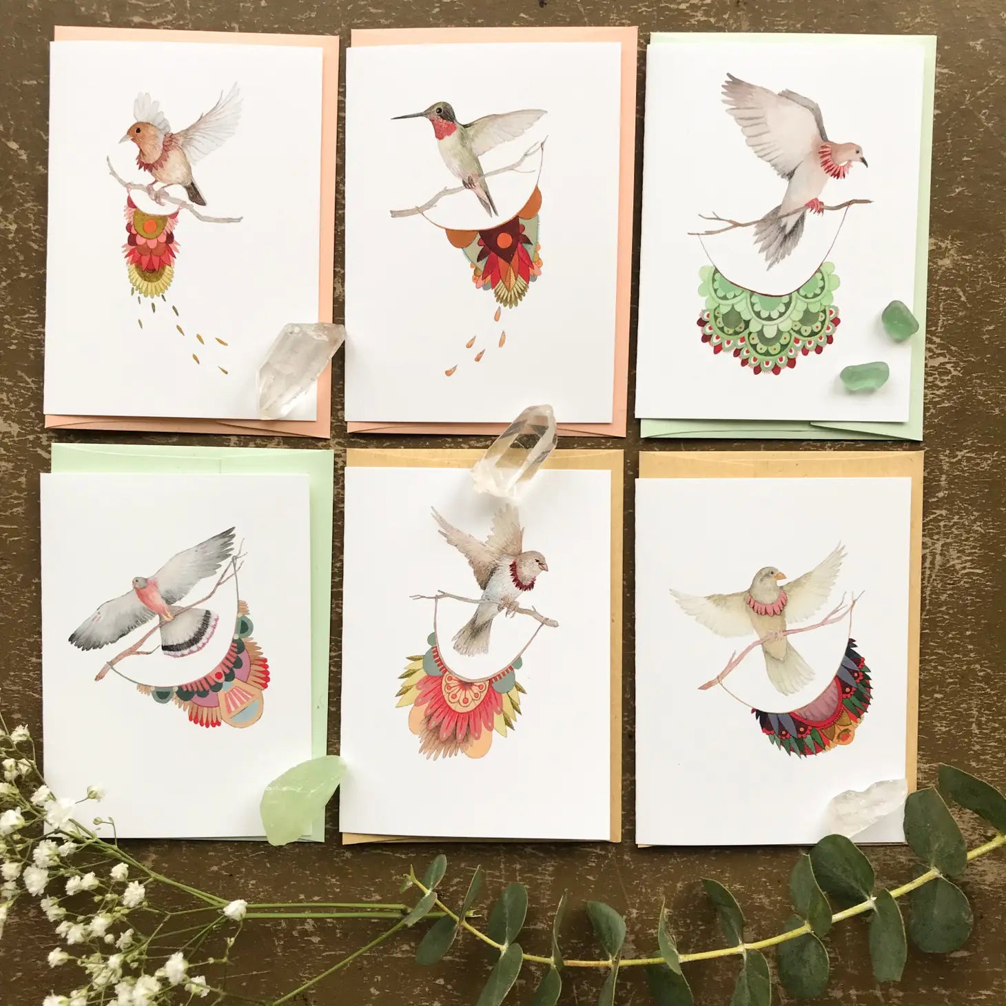 Image showing the 6 different card designs with their envelope.