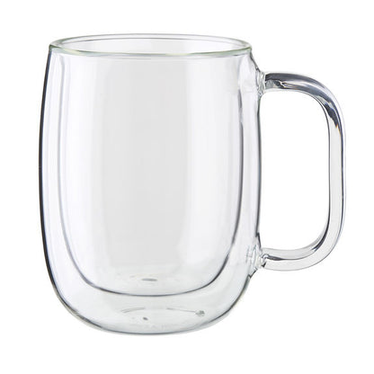 Image of the Zwilling Henckels Sorrento Glass Double Walled Coffee Mug empty. This shows how the double walled construction looks 