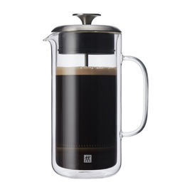 A photograph of the Zwilling Sorrento Plus French Press filled with coffee.