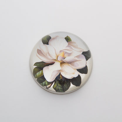 Magnolia - Crystal Dome Decoupaged Paperweight