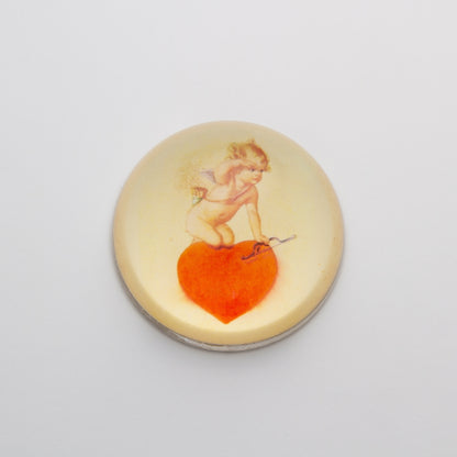 Cupid Kneeling on a Red Heart - Crystal Dome Decoupaged Paperweight